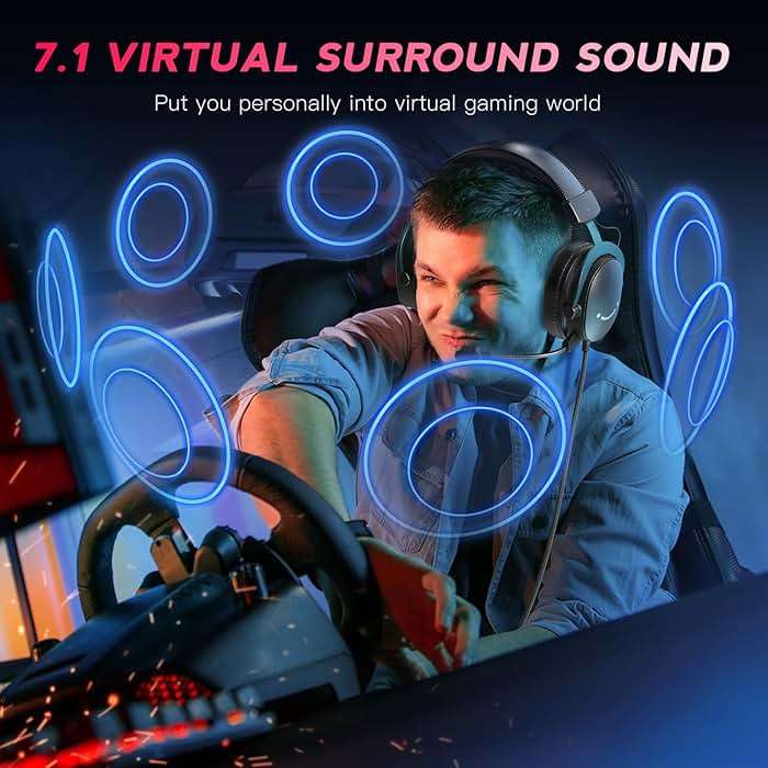 FIFINE Wired Gaming Headset, Gamer Headset with 3.5mm and USB Dual Connectivity, 7.1 Surround Sound, Tuned 50mm Drivers, Detachable Mic, Over-Ear Headphones for PC/PS5/Xbox, Black-AmpliGame H9 - Image 3