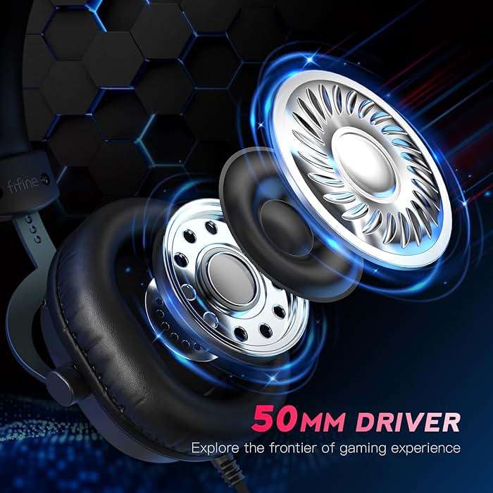 FIFINE Wired Gaming Headset, Gamer Headset with 3.5mm and USB Dual Connectivity, 7.1 Surround Sound, Tuned 50mm Drivers, Detachable Mic, Over-Ear Headphones for PC/PS5/Xbox, Black-AmpliGame H9 - Image 7