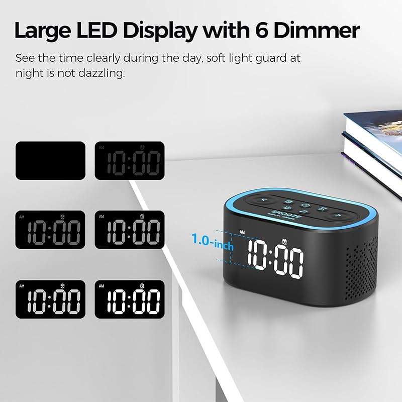 REACHER Digital Alarm Clock & White Noise Sound Machine, 21 Soothing Sounds, 7 Wake Up Sounds, 8 Night Lights, 32-Level Volume, 9 Sleep Timer, Memory Function for Kid, Adult, Bedroom, Nightstand - Image 5