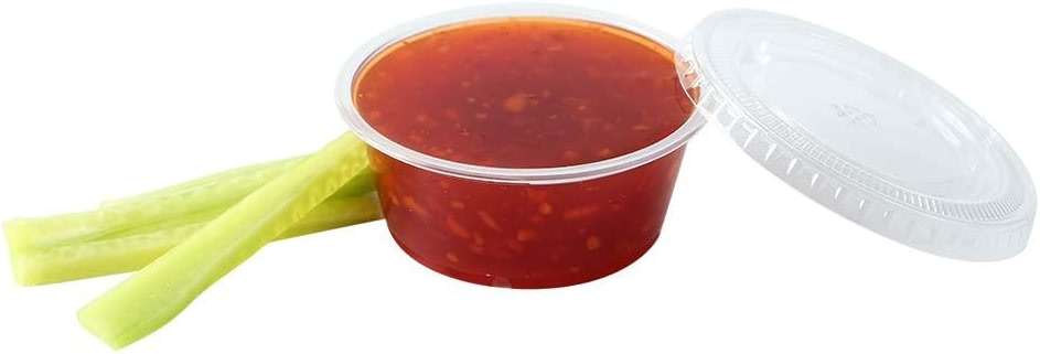 TashiBox 400 Sets - 2 oz Jello Shot Cups with Lids, Small Plastic Portion Cups with Lids, Disposable Condiment Containers for Sauce - Image 1