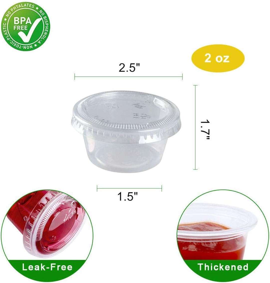 TashiBox 400 Sets - 2 oz Jello Shot Cups with Lids, Small Plastic Portion Cups with Lids, Disposable Condiment Containers for Sauce - Image 3