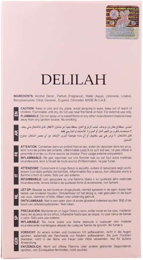 DELILAH POUR FEMME EAU DE PARFUM 100ml | LUXURY LONG LASTING FRAGRANCE | PREMIUM IMPORTED FRAGRANCE SCENT FOR MEN AND WOMEN | PERFUME GIFT SET | ALL OCCASION (Pack of 1) - Image 4