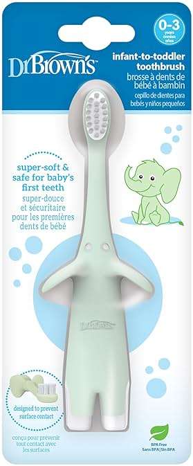Dr. Brown's Infant-to-Toddler Toothbrush, Elephant, Mint, 0-3 Years - Image 17