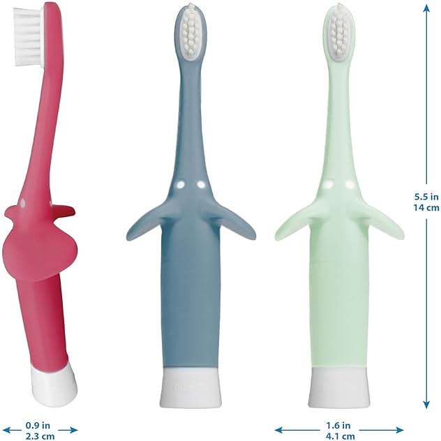 Dr. Brown's Infant-to-Toddler Toothbrush, Elephant, Mint, 0-3 Years - Image 3