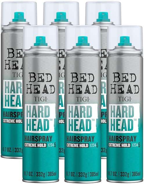 TIGI Bed Head Hard Head Hairspray 6-Pack – Extreme Hold Hairspray, Dries Instantly, Adds Shine, Vibrant Apple Scent, 11.7 Oz Ea - Image 1
