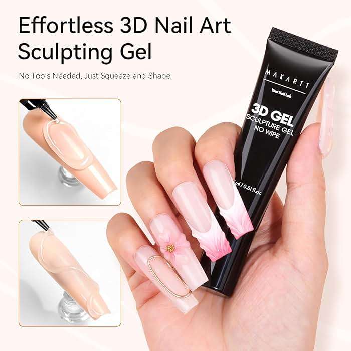 Makartt 3D Gel Nail Art, Sculpting Gel Glue for Drawing, Molding, Sculpture, Gems and Decoration, No Wipe Clear Gel Polish for DIY Nail Designs, 15g - Image 4