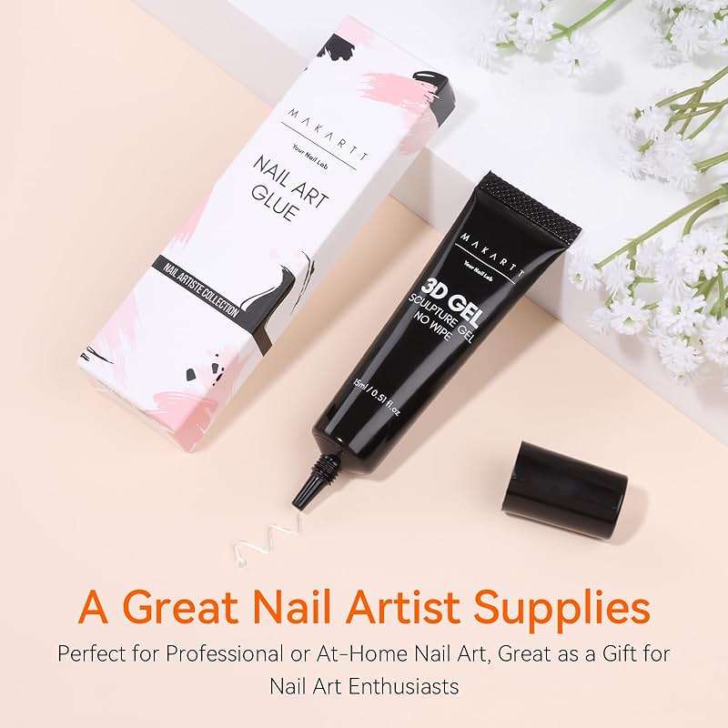 Makartt 3D Gel Nail Art, Sculpting Gel Glue for Drawing, Molding, Sculpture, Gems and Decoration, No Wipe Clear Gel Polish for DIY Nail Designs, 15g - Image 7