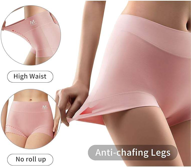 MEIYATING Boy Shorts Underwear for Women High Waisted Cotton Panties Stretch Briefs 4 Pack Plus Size - Image 2
