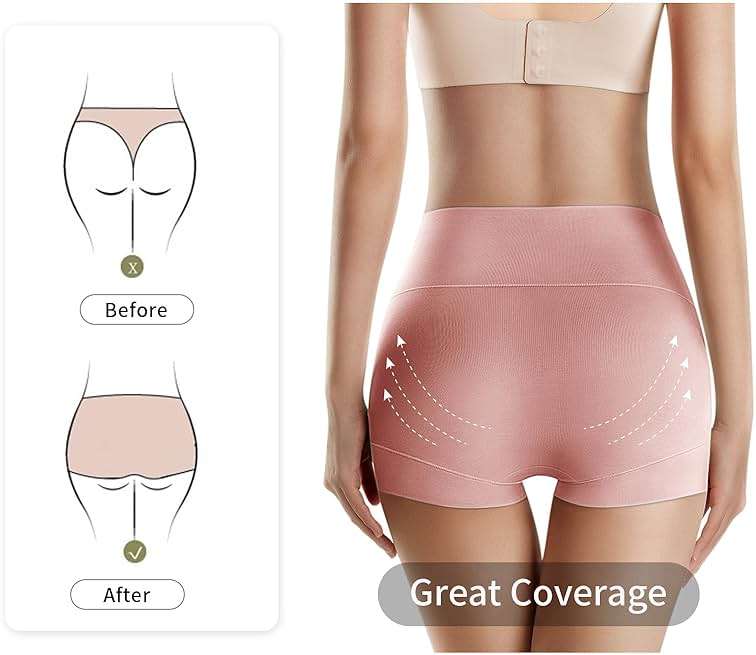 MEIYATING Boy Shorts Underwear for Women High Waisted Cotton Panties Stretch Briefs 4 Pack Plus Size - Image 3