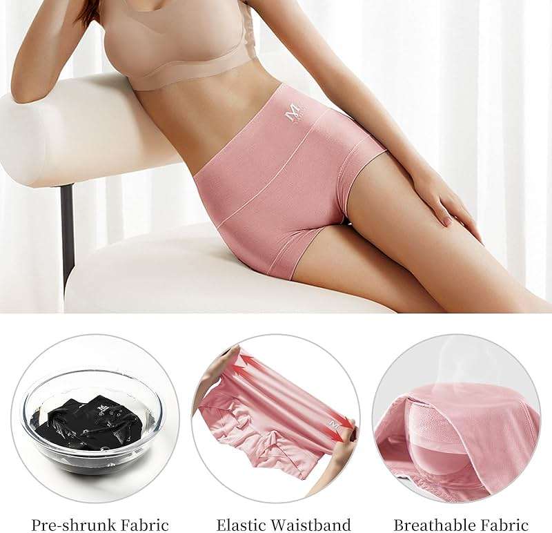 MEIYATING Boy Shorts Underwear for Women High Waisted Cotton Panties Stretch Briefs 4 Pack Plus Size - Image 5
