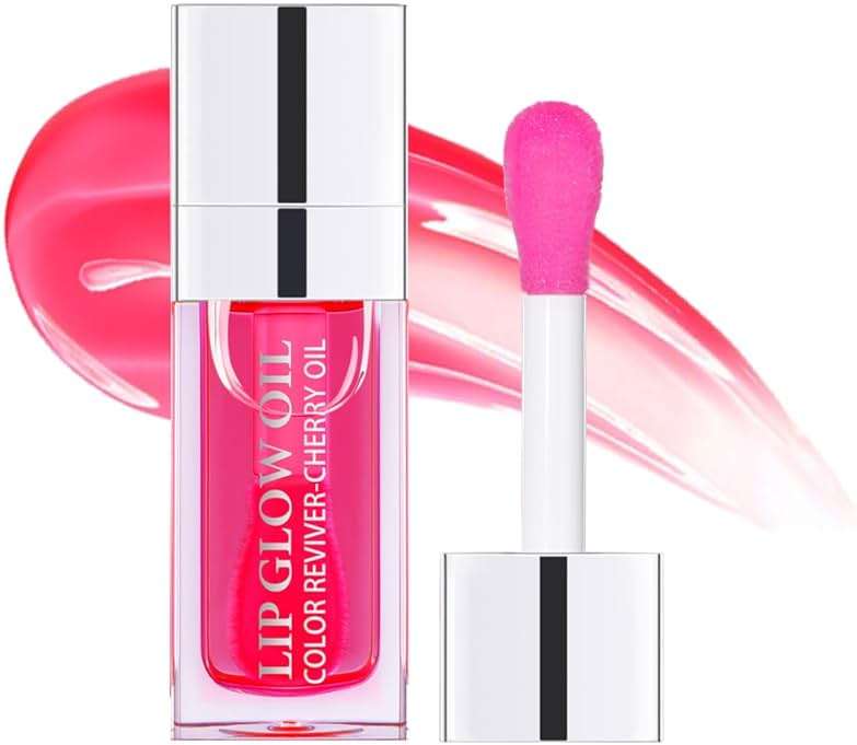 Fovcos Hydrating Lip Oil - Moisturizing, Plumping Lip Gloss Balm With Cherry Tint - Image 1
