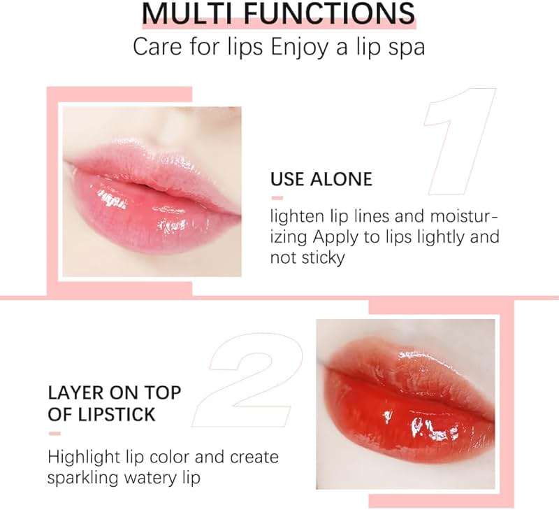 Fovcos Hydrating Lip Oil - Moisturizing, Plumping Lip Gloss Balm With Cherry Tint - Image 2
