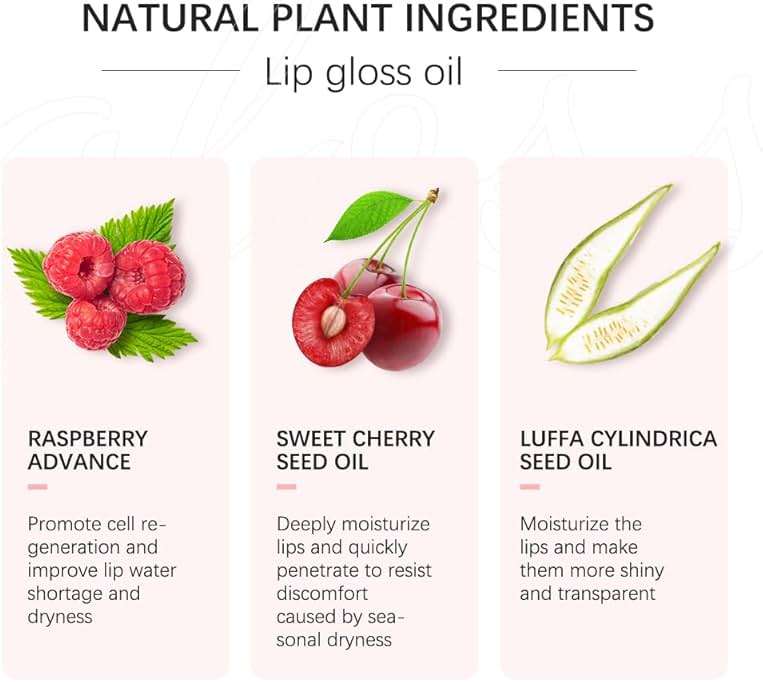 Fovcos Hydrating Lip Oil - Moisturizing, Plumping Lip Gloss Balm With Cherry Tint - Image 3