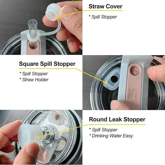 HOMDSG Spill Stopper Set for Stanley Cup 2.0 40oz 30oz, Accessories Including Straw Cover Cap, Fix Leak Stopper and Lid Spill Plug, Clear - Image 6