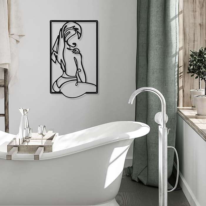 CHENGU 3 Pieces Metal Minimalist Abstract Woman Wall Art Line Drawing Wall Art Decor Single Line Female Home Hanging for Kitchen Bathroom Living Room - Image 4