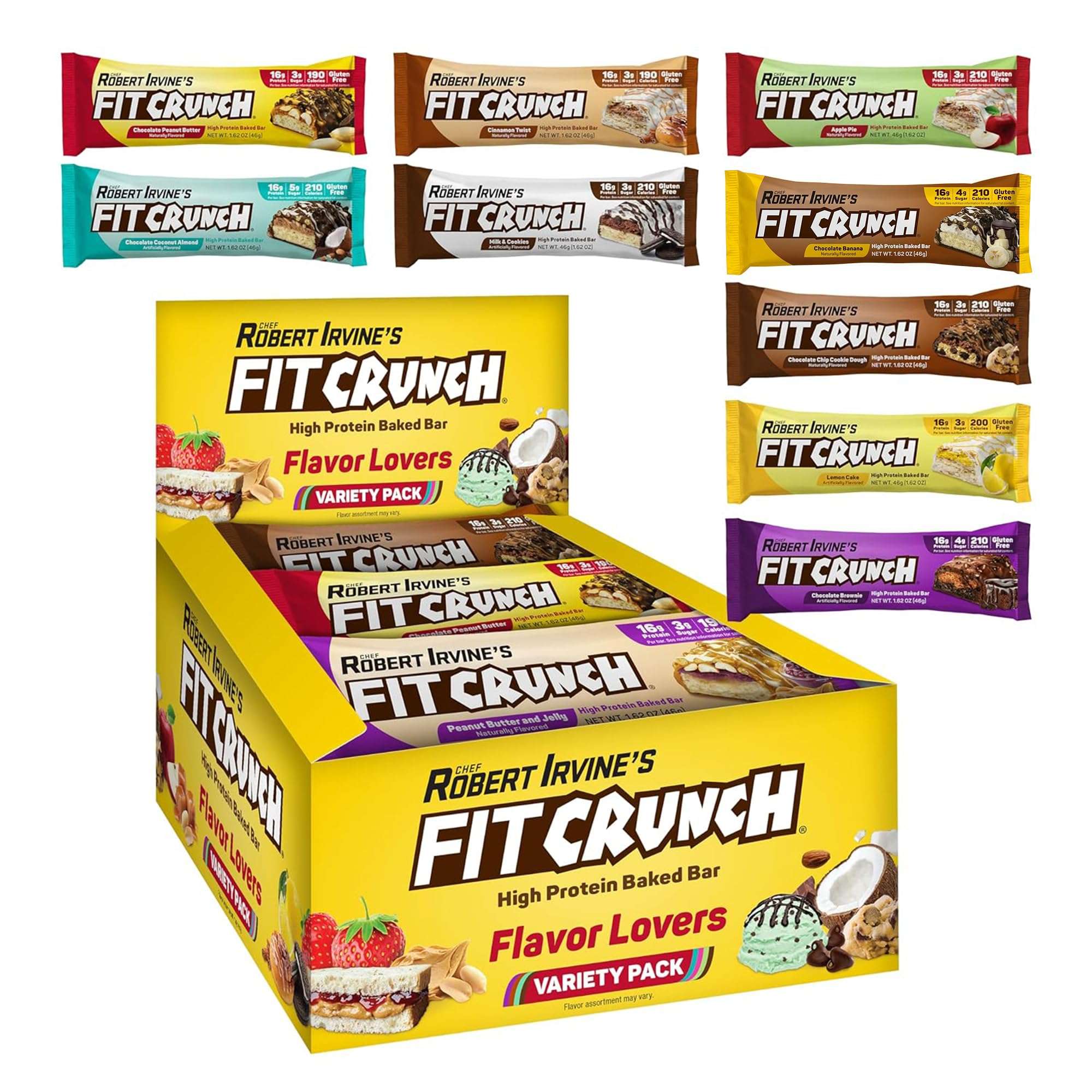 FITCRUNCH Snack Size Protein Bars, 6-Layer Baked Bar, 3g of Sugar, Gluten Free & Soft Cake Core (9 Count, Flavor Lovers) - Image 1