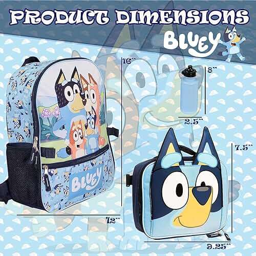 AI ACCESSORY INNOVATIONS Bluey 4 Piece Backpack Set for Pre School Girls & Boys, Kids 16" School Bag - Image 2