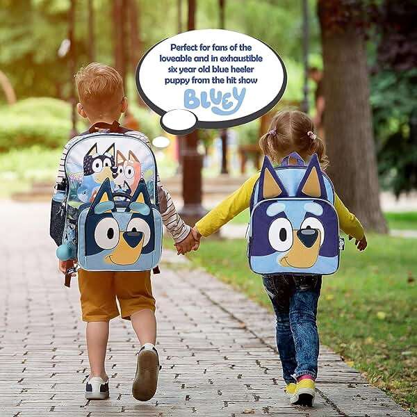 AI ACCESSORY INNOVATIONS Bluey 4 Piece Backpack Set for Pre School Girls & Boys, Kids 16" School Bag - Image 7