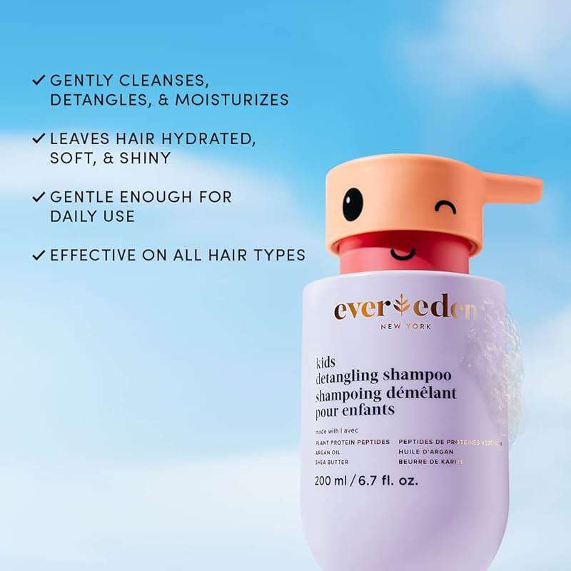 Evereden Kids Detangling Shampoo | Dermatologist-Tested, EWG Verified, No Silicones | For Curly or Straight Hair | Clean, Vegan, Sulfate-Free, Hypoallergenic, Gentle for Daily Use, 6.7 fl oz - Image 2