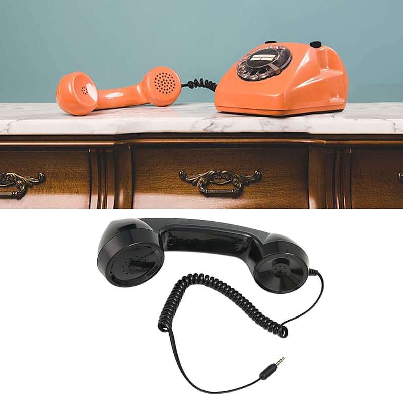 Retro Phone Handset, 3.5mm Cell Phone Receiver, Radiation Proof, HandheldCell Phone Telephone Handset for Mobile Phones Computers (Black) - Image 4