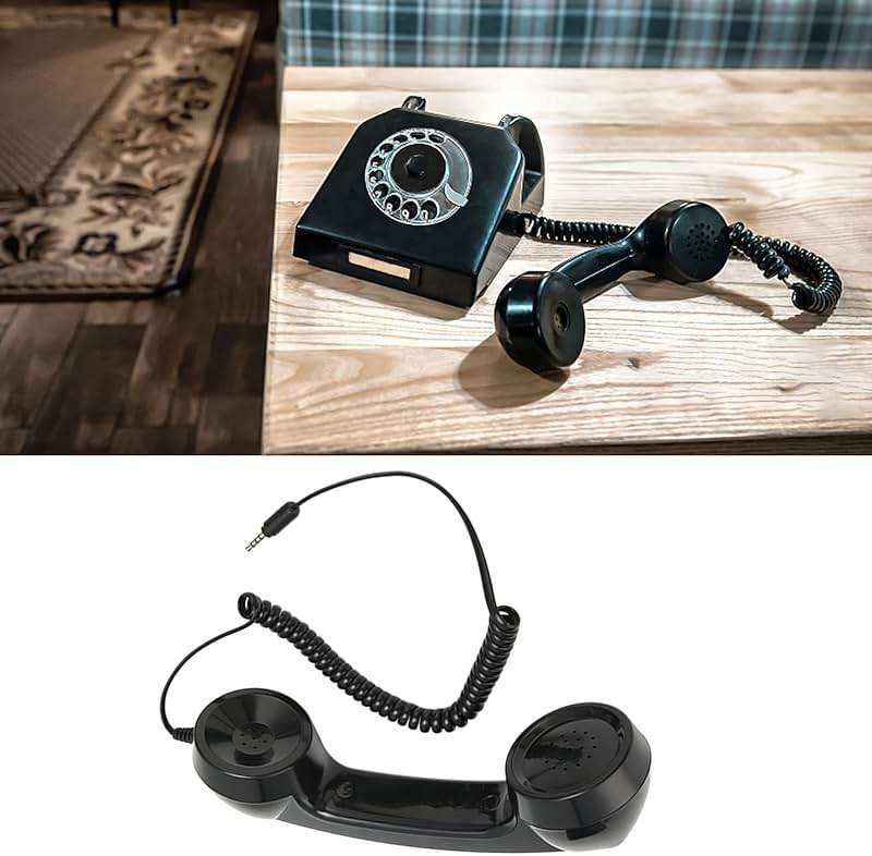 Retro Phone Handset, 3.5mm Cell Phone Receiver, Radiation Proof, HandheldCell Phone Telephone Handset for Mobile Phones Computers (Black) - Image 5