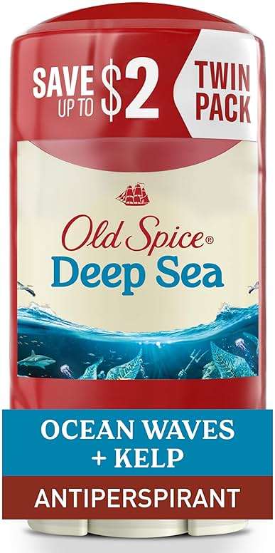 Old Spice Dry Feel Antiperspirant Deodorant for Men, 24/7 Freshness, 24/7 Sweat & Odor Protection, Gentle on Skin with Skin Conditioners, Deep Sea with Ocean Waves + Kelp Scent, 2.6 oz (Pack of 2) - Image 1