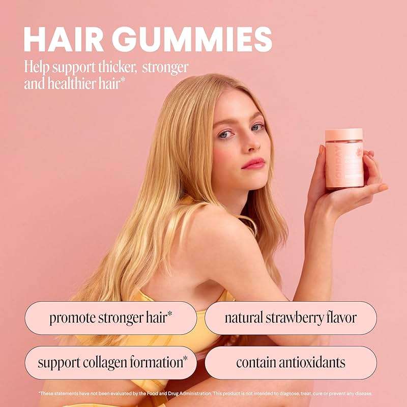 MONDAY HAIRCARE Hair Gummies with 2500 mcg Biotin, Vitamin C & Vitiman E for Thicker, Stronger and Healthier Hair 60ct - Image 2