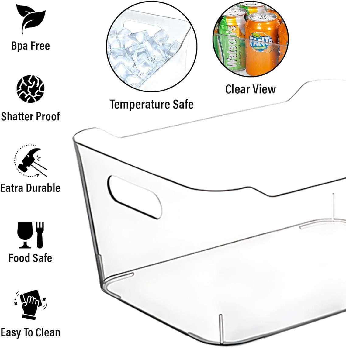 Clear Storage Bins, Pantry Organizers and Storage Containers Fridge Organizer Bins Kitchen Organization Cabinet Organizer Bin for organizing Cleaning Supplies Home Kitchen Refrigerator Containers - Image 5