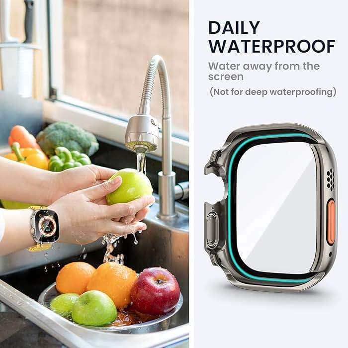 Tensea (2 in 1) for Waterproof Apple Watch Screen Protector Case Ultra 3/Ultra 2/Ultra 49mm Accessories, 360 Front and Back, iWatch PC Face Cover with Tempered Glass for Women Men, 49 mm - Image 4