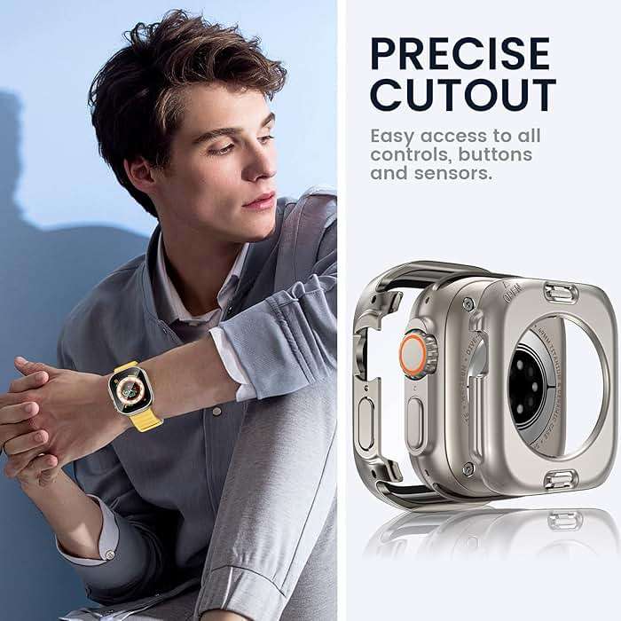 Tensea (2 in 1) for Waterproof Apple Watch Screen Protector Case Ultra 3/Ultra 2/Ultra 49mm Accessories, 360 Front and Back, iWatch PC Face Cover with Tempered Glass for Women Men, 49 mm - Image 6