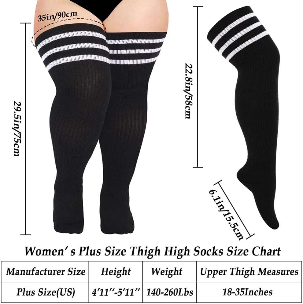 Moon Wood Plus Size Thigh High Socks for Thick Thighs- Womens Knit Cotton Extra Long Over the Knee High Socks Leg Warmer - Image 2