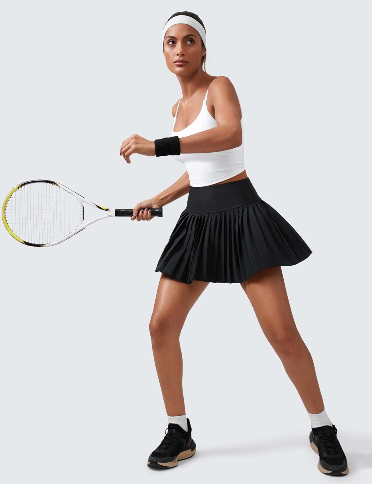 CRZ YOGA High Waisted Pleated Tennis Skirts for Women - Mini Lined Casual Tummy Control Skort with Pockets - Image 3