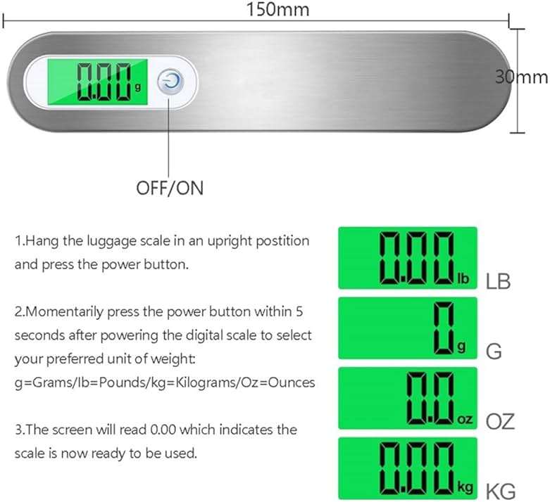 Luggage Scale, 50kg Hand Hanging Portable Travel Scale with Hook Electronic Baggage Weight Measuring Digital Weighing - Image 2