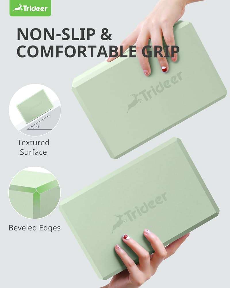 Trideer Yoga Blocks 2 Pack, Soft Non-Slip Foam Blocks with Beveled Edges for Alignment and Stretching in Yoga, Pilates, and Dance - Supportive, Lightweight, Odor Resistant, Latex-Free - Image 6