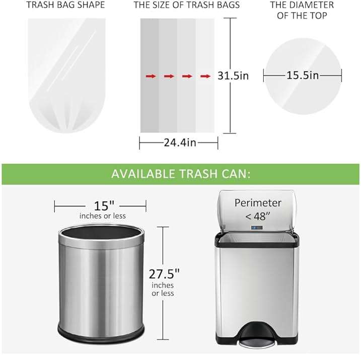 13 Gallon 100 Counts (fit 12-15 Gal) Strong Tall Kitchen Trash Bags Garbage Bags by RayPard, fit 50 Liter Waste Basket, Clear Trash Bags Can Liners for Home Office Bathroom Bedroom - Image 2