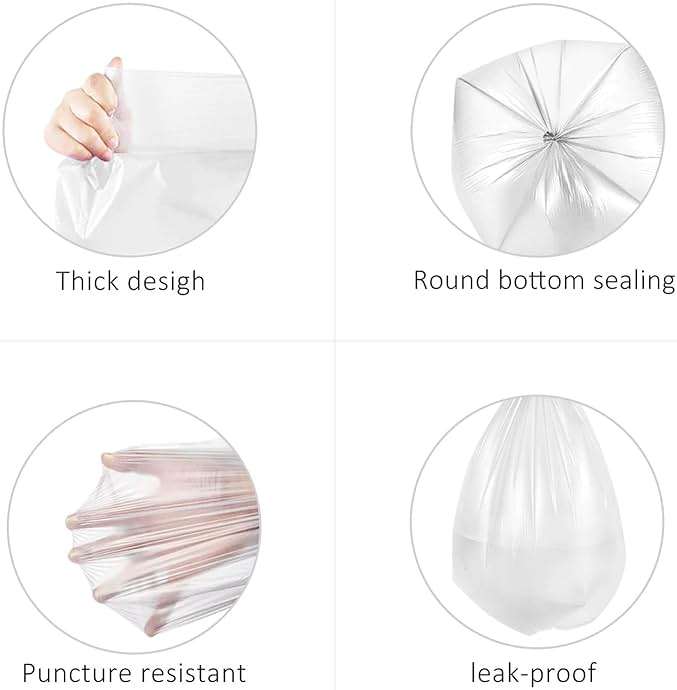 13 Gallon 100 Counts (fit 12-15 Gal) Strong Tall Kitchen Trash Bags Garbage Bags by RayPard, fit 50 Liter Waste Basket, Clear Trash Bags Can Liners for Home Office Bathroom Bedroom - Image 4