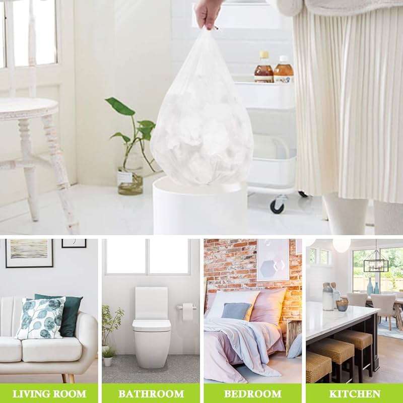 13 Gallon 100 Counts (fit 12-15 Gal) Strong Tall Kitchen Trash Bags Garbage Bags by RayPard, fit 50 Liter Waste Basket, Clear Trash Bags Can Liners for Home Office Bathroom Bedroom - Image 6
