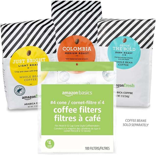 Amazon Basics Number 4 Cone Coffee Filters for 8-12 Cup Coffee Makers, White, 100 Count - Image 7