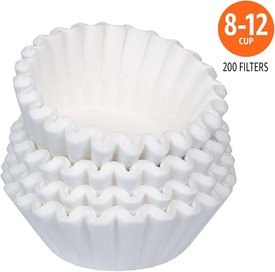 Amazon Basics Basket Coffee Filters for 8-12 Cup Coffee Makers, White, 200 Count, Packaging May Vary - Image 2
