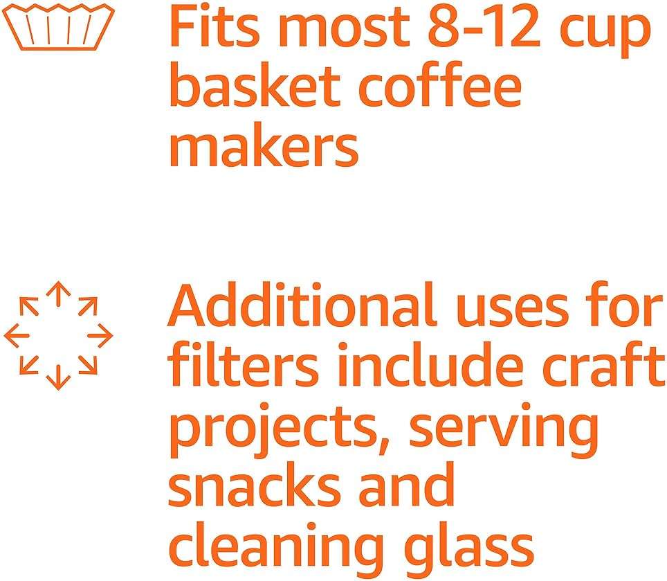 Amazon Basics Basket Coffee Filters for 8-12 Cup Coffee Makers, White, 200 Count, Packaging May Vary - Image 5
