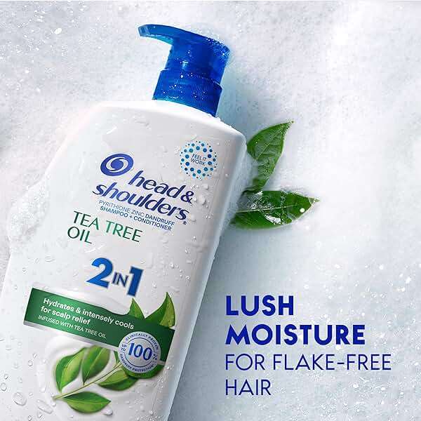 Head & Shoulders Anti-Dandruff Shampoo and Conditioner with 1% Pyrithione Zinc, Tea Tree Oil 2-in-1 Twin Pack, Tea Tree Shampoo with Cooling, Refreshed Scalp, 32.1 fl oz Each - Image 7
