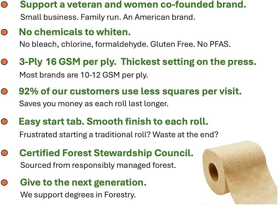 Purafide 100% Bamboo, thick 3-ply toilet paper, tree-free, unbleached, sustainable, 300 sheets per roll (TP 16) - Image 2