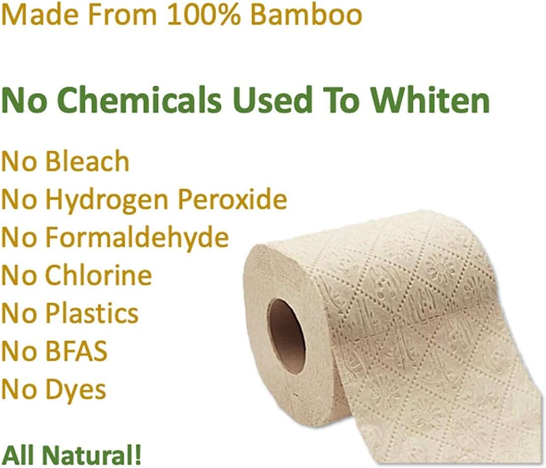 Purafide 100% Bamboo, thick 3-ply toilet paper, tree-free, unbleached, sustainable, 300 sheets per roll (TP 16) - Image 3