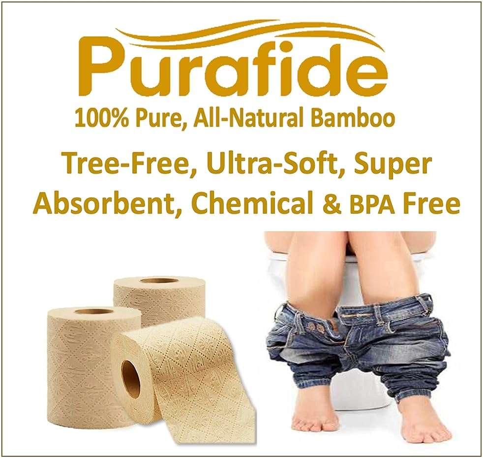 Purafide 100% Bamboo, thick 3-ply toilet paper, tree-free, unbleached, sustainable, 300 sheets per roll (TP 16) - Image 7