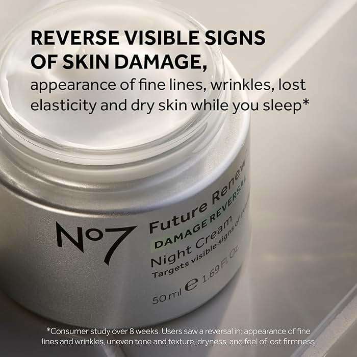 No7 Future Renew Damage Reversal Night Cream - Anti Aging Face Moisturizer - Infused with Peptide Technology to Reverse Visible Signs of Damage - Skin Barrier Repair for Dry Skin (1.69 Oz) - Image 2