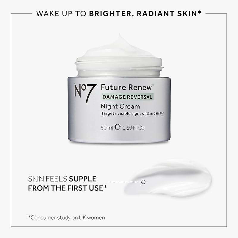 No7 Future Renew Damage Reversal Night Cream - Anti Aging Face Moisturizer - Infused with Peptide Technology to Reverse Visible Signs of Damage - Skin Barrier Repair for Dry Skin (1.69 Oz) - Image 4