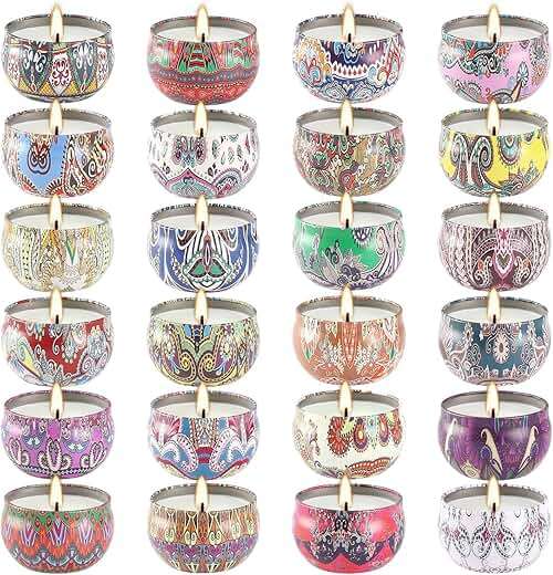 WPONSZU Scented Candles Gifts Set 24 Pack Soy Wax Travel Tin Jar Candles for Home 2.5 OZ jar Candles for Mom for Christmas, Birthday, Thanksgiving, Mother's Day - Image 1