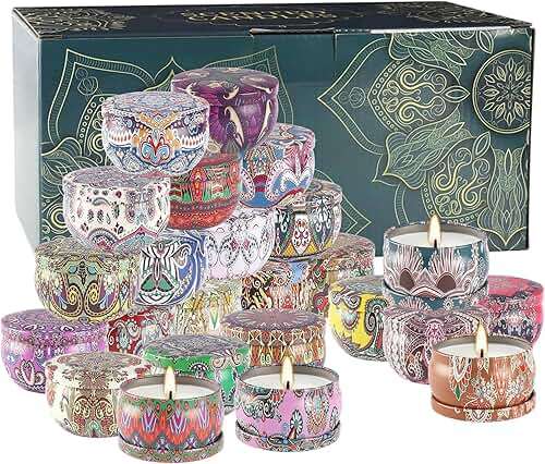WPONSZU Scented Candles Gifts Set 24 Pack Soy Wax Travel Tin Jar Candles for Home 2.5 OZ jar Candles for Mom for Christmas, Birthday, Thanksgiving, Mother's Day - Image 2