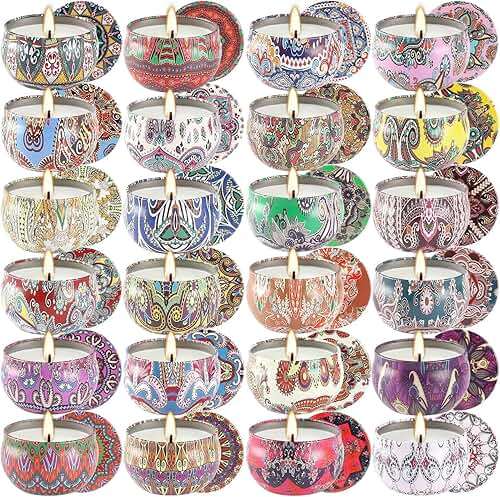 WPONSZU Scented Candles Gifts Set 24 Pack Soy Wax Travel Tin Jar Candles for Home 2.5 OZ jar Candles for Mom for Christmas, Birthday, Thanksgiving, Mother's Day - Image 3