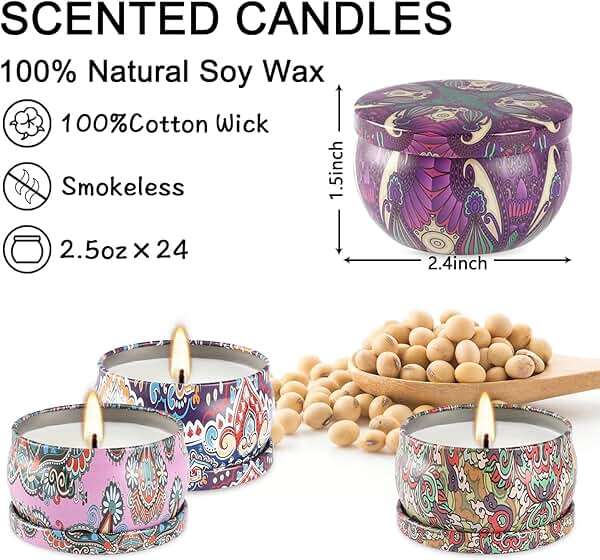 WPONSZU Scented Candles Gifts Set 24 Pack Soy Wax Travel Tin Jar Candles for Home 2.5 OZ jar Candles for Mom for Christmas, Birthday, Thanksgiving, Mother's Day - Image 5